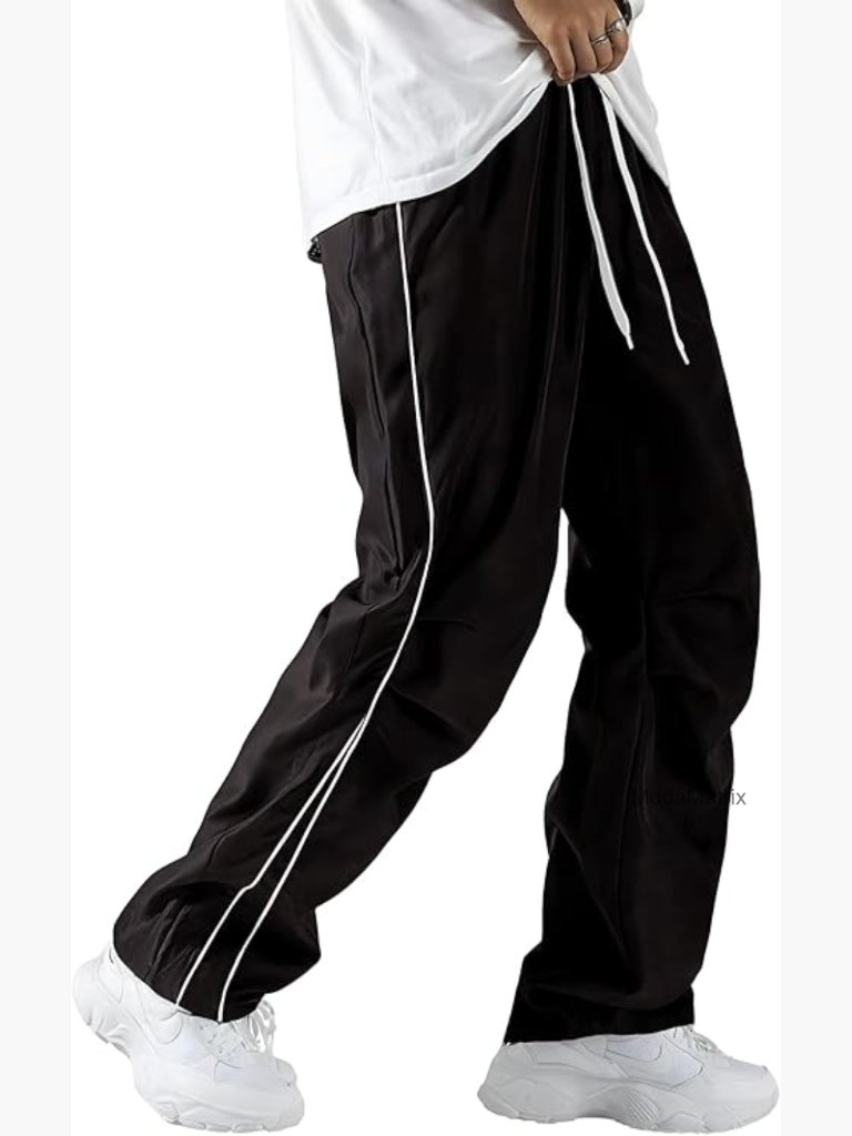Men's Baggy Parachute Cargo Pants Wide Leg Y2k Streetwear Lightweight Quick Dry